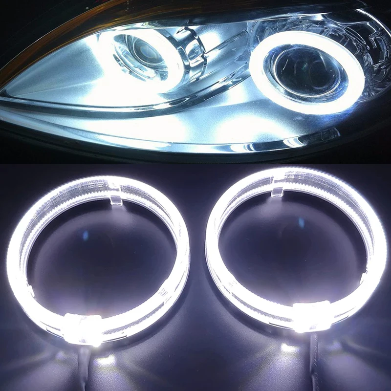 Luz de ojo de Ángel COB para coche, faro redondo LED, faros de motocicleta, luz de apertura de anillo, iluminación automotriz de 12-24V, 2 uds.