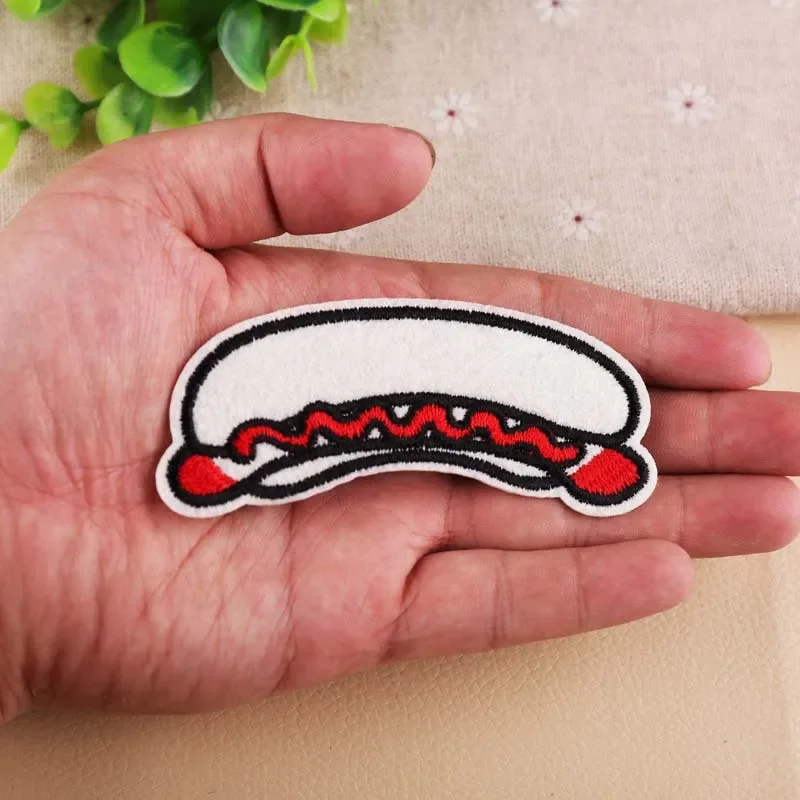 50pcs/Lot Cute Embroidery Patch Food Shrimp Hot Dog Sushi Foodie Shirt Bag Clothing Decoration Accessory Gift Craft Diy Applique