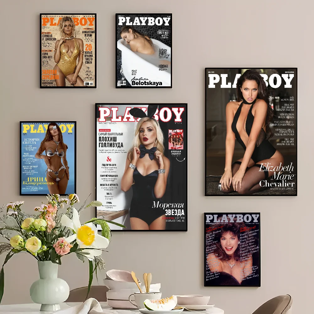 مطبوعات وملصقات مجلة P-Playboy ، لوحة جدارية عتيقة ، ديكور منزلي ، بار ، مقهى ، فن جمالي ، فتاة مثيرة ، نوعية جيدة