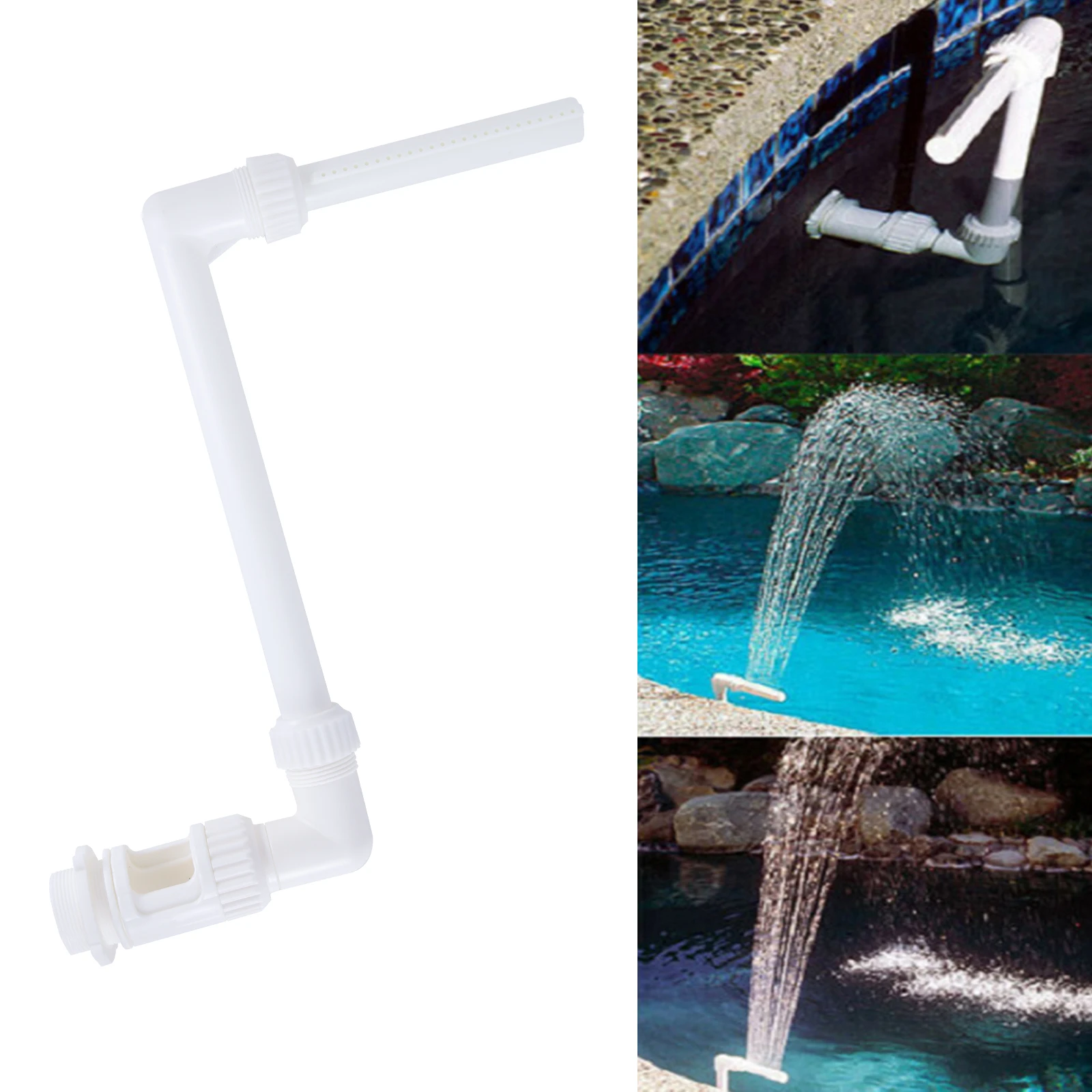 Swimming Pool Waterfall Fountain Kit PVC Pipe Fittings Water Spay Pools Spa Decorations Easy Install Swimming Pool Accessories