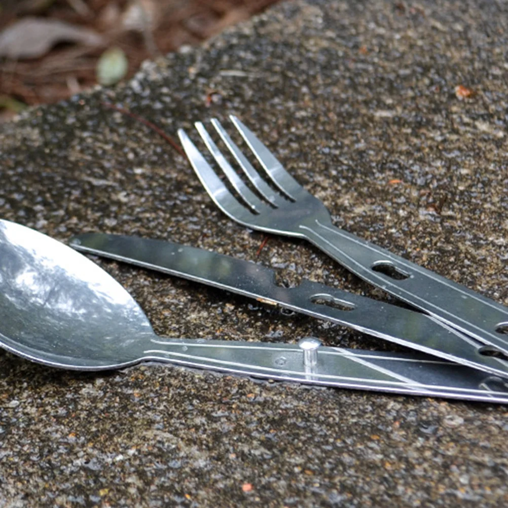

1Set Outdoor Camping Tableware Foldable Fork Spoon Durable Portable Cutlery Set for Hiking Picnic Bbq Climbing
