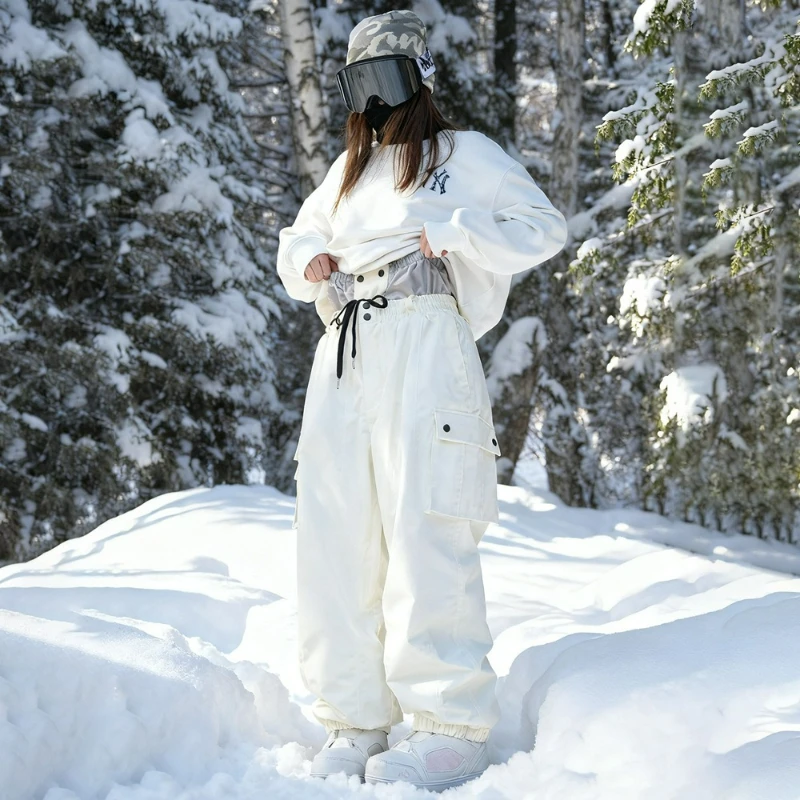 Picture 3: New Professional Single Double Board Outdoor Windproof Waterproof Warm Fluffy Loose Oversized Ski Pants Woman Man Snowboard Wear