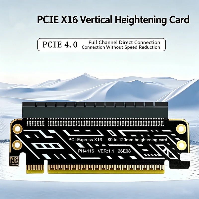 NEW PCI-E X16 80 to 120mm Vertical Heightening Riser Card PCI Express 4.0 16X Full Speed Adapter for 1U Server GPU Graphics Card