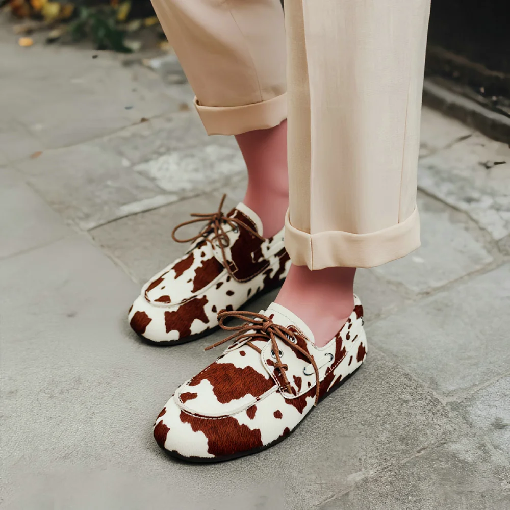Women’s Suede Lace-Up Loafers with Round Toe (Sizes 35-43)