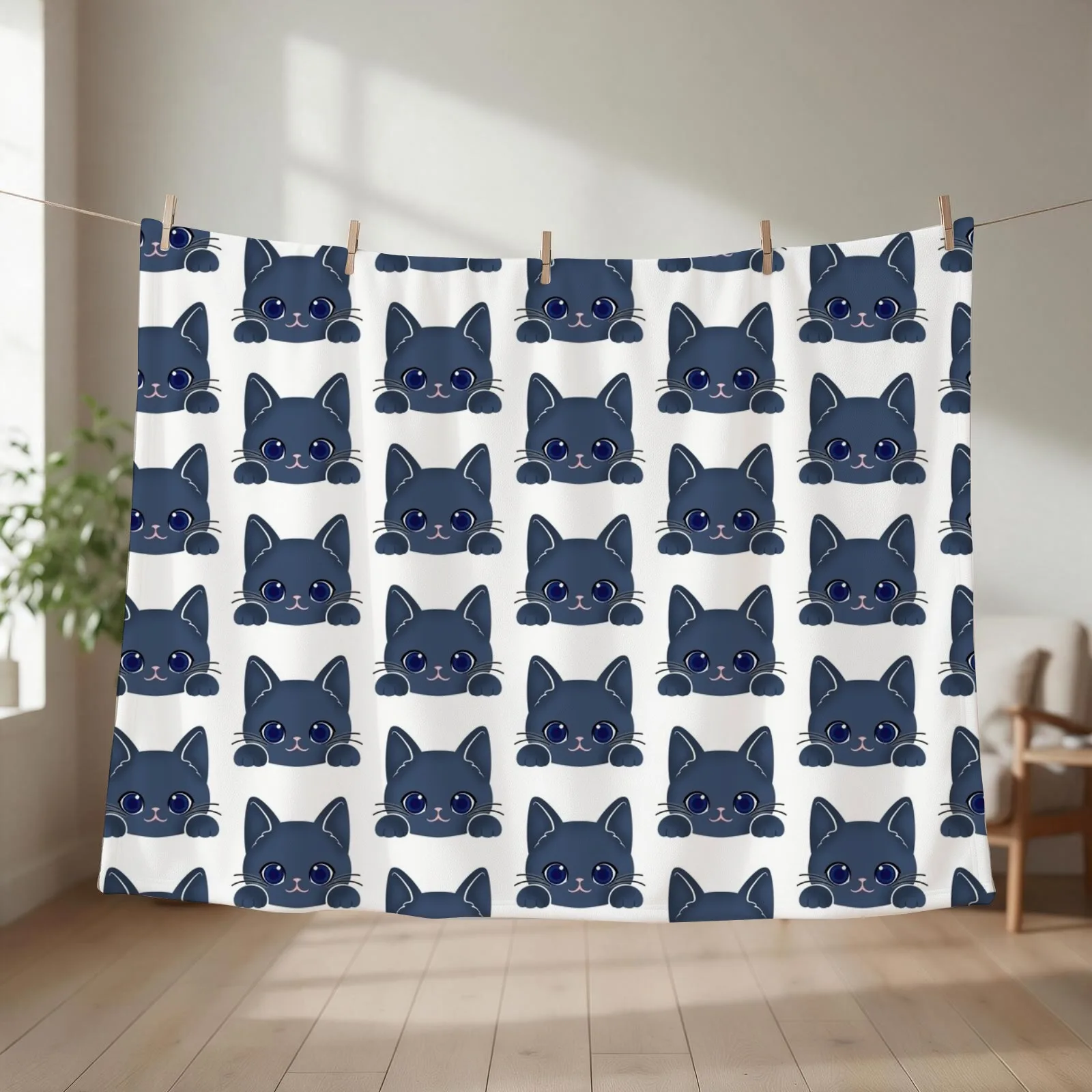 Russian Blue Cat Throw Blanket