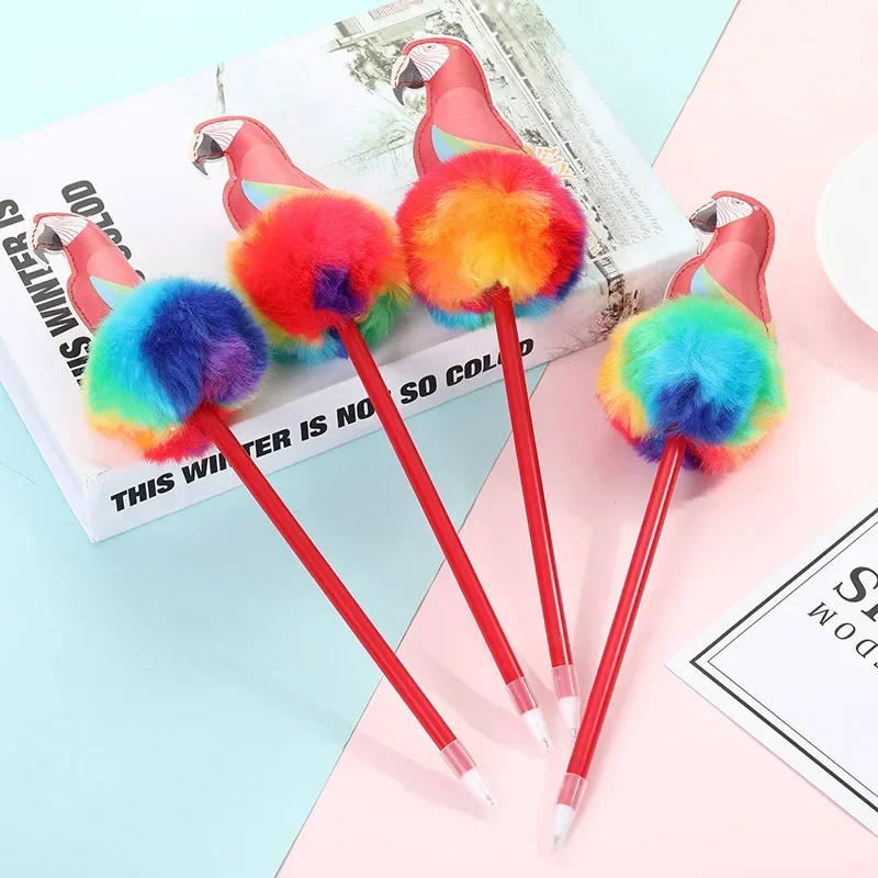 A 12PCS Creative Color Parrot Cartoon Cute Student Office Stationery Kawaii School Supplies Gel Pens