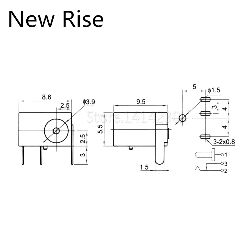 10Pcs DC-006 3Pin Black DC Power Jack Socket Connector DC006 3.5*1.3mm 1.3 socket Round the needle