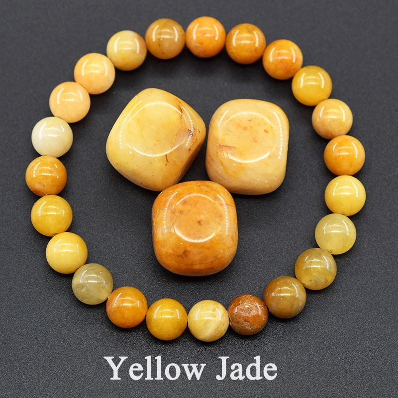 Natural Yellow Jade Stone Bracelet Women Real Natural Yellow Lemon Jade Crystal Beads Bracelet for Men Gem Bangle Jewelry Gift