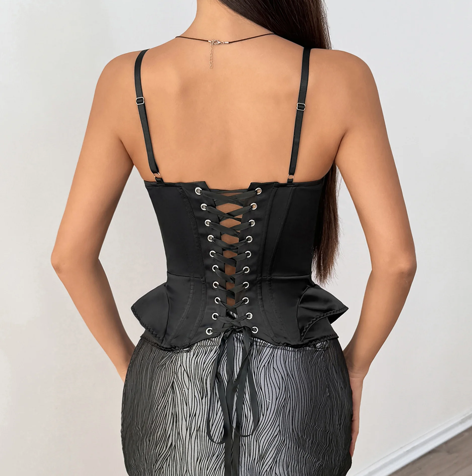 Corsetto leopardato da donna sexy Top in pizzo con maniche patchwork Canotta Y2K Abbigliamento Primavera Estate Party Club Reggiseno bustier femminile Canotta