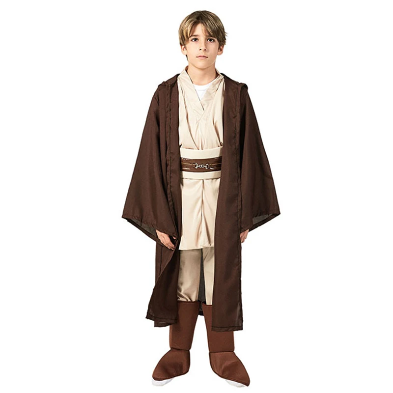 Dzieci Jedi wojownik ubrania Anakin Skywalker replika szaty płaszcz Obi Wan Kenobi Cosplay komplet chłopców kostium na Halloween