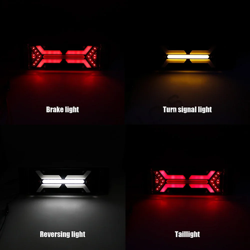 2PCS 12V Tail Light LED Combination Turn Signal lamps Brake Lamp Safety Reversing Light 12V Lights Trailer Truck Tractor Camper