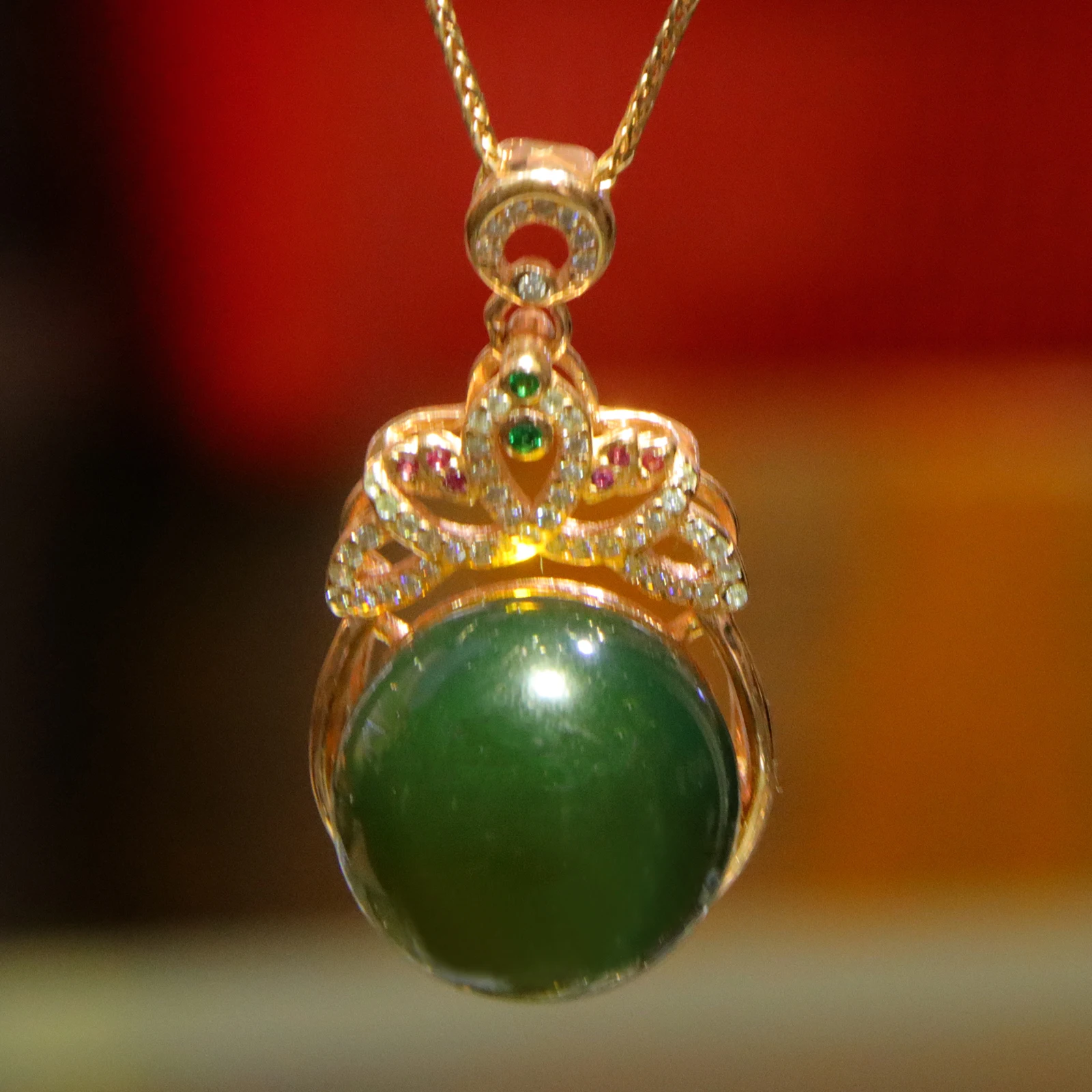 

Gold plated floral sterling silver inlay with 17mm color change blue amber and multi-colored gemstones, perfect gift for women