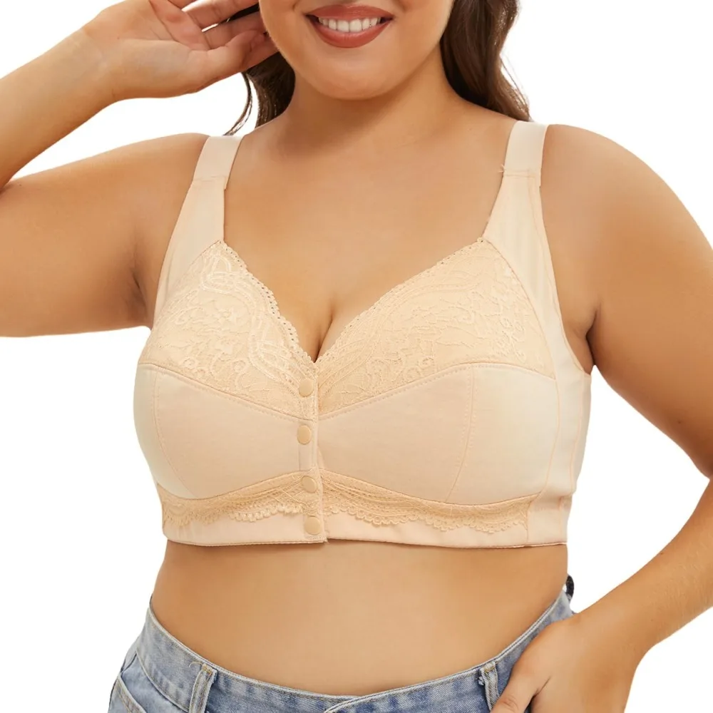 حمالات صدر أمامية كبيرة الحجم وبسيطة ومريحة تتميز بأكواب كبيرة من الدانتيل والتهوية وتصميم عصري