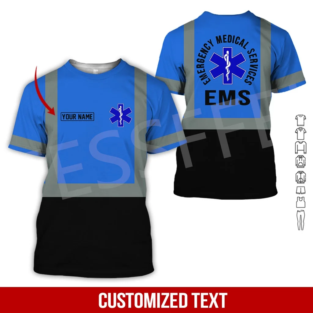 NewFashion Custom Name Cosplay EMS Paramedic EMT Worker Retro Shirts Retro 3dprint Summer Casual Vintage t-shirt maniche corte N