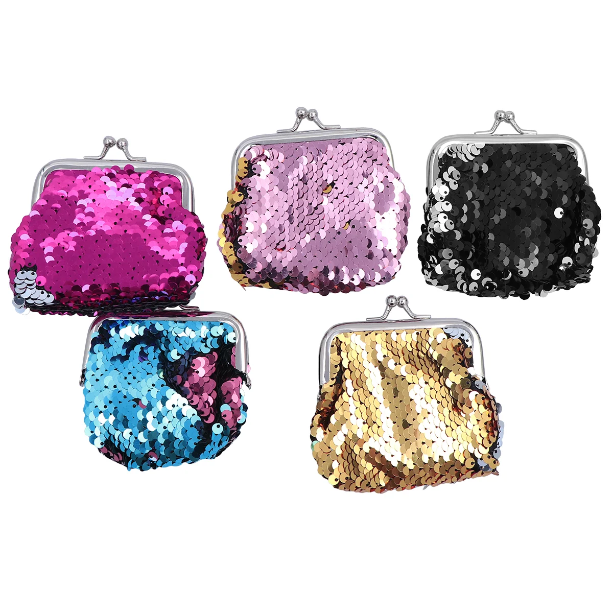 5PCS Women's Mini Sequin Bag Mobile Phone Case Buckle Sequined Coin Purse (Random Color) women coin purse