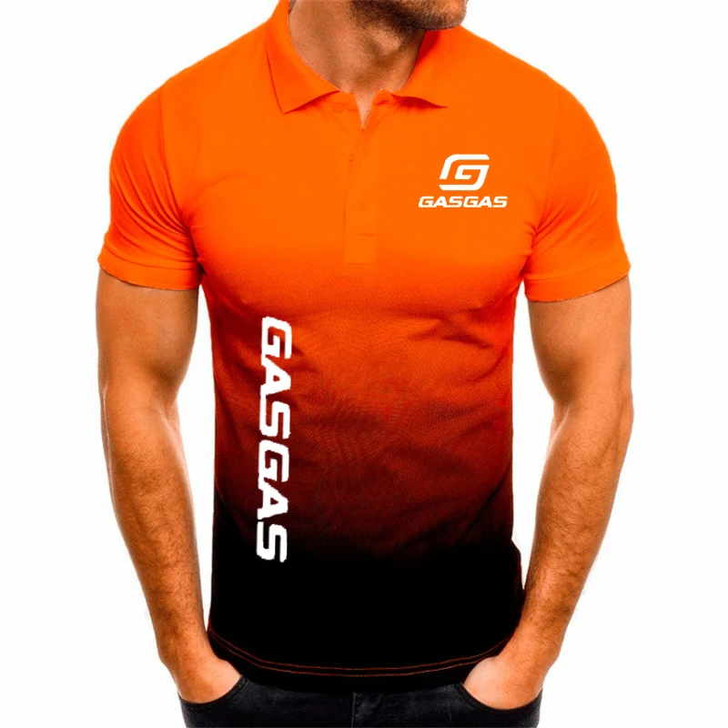 Hete Zomer Heren Poloshirt Harajuku Hiphop Street Heren Korte Mouw Motorfiets Gasgas Bedrukt Merk Katoen Heren Shirt