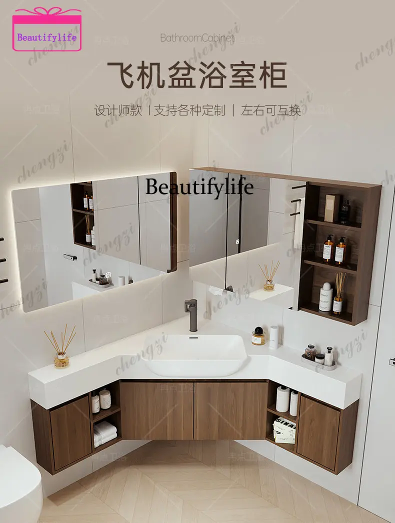 A17 Medieval style corner bathroom cabinet personalized small apartment corner wash basin washbasin basin