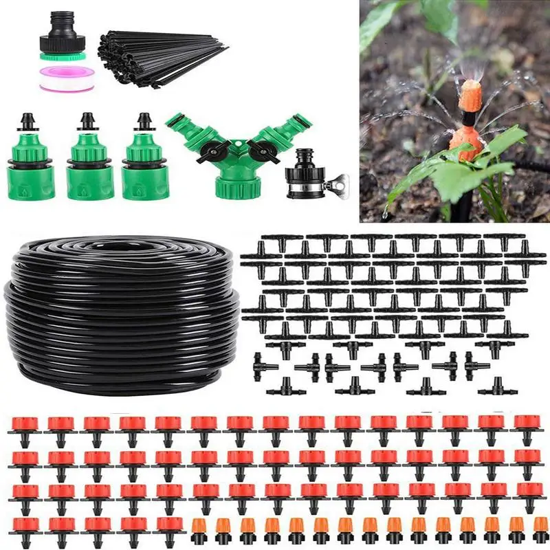 

Drip Irrigation Kits Adjustable DIY Irrigation Kit Outdoor Plants With Blank Tubing Adjustable Emitters Sprinkler For Raised Bed