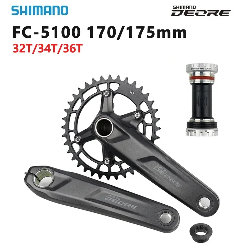 SHIMANO DEORE FC M5100 оригинальный Кривошип 1x1 0/11 скорость 32/34/36T Кривошип BB52 короткий Кривошип для горного велосипеда