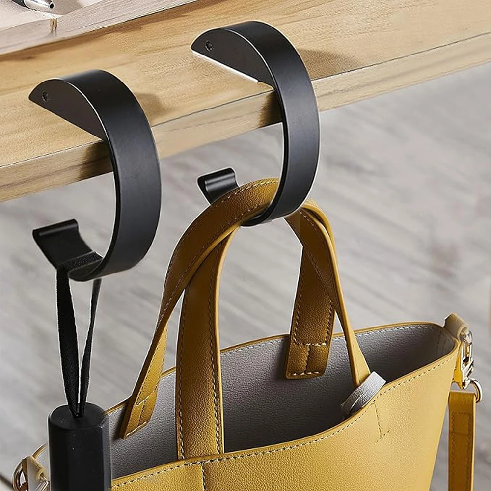 

2PCS Portable Hanging Bag Hook Removable Handbag Holders Multi-functional Table Hook Student Desk Side Hanging bag Artifact