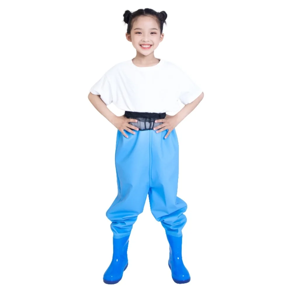 

PVC Children Rain Pants Boots Waterproof Flood Fighting Children Raincoat Jumpsuit Thick Half-Body Pants with Rain Boots