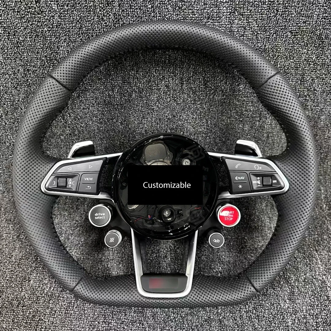 Full Leather Steering Wheel Suitable for Interior Modification of A4 B9 A3 S3 RS3 RS4 S4 RS5 S5 2017-2019 Models