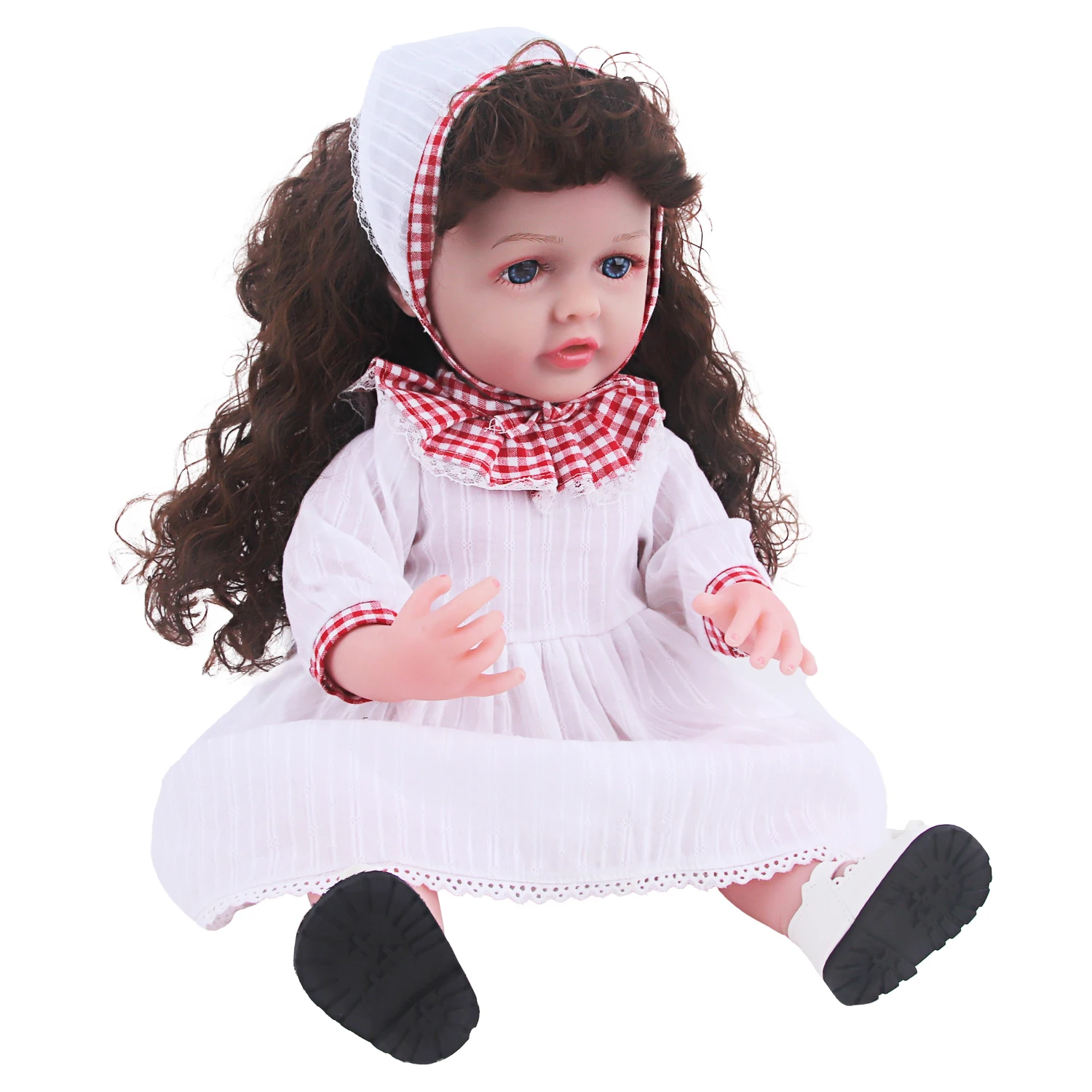 55CM Reborn Mädchen Puppe Kleid Set Plaid Kragen Spitze Kleid + Haarband Kleidung Outfit Für 22-zoll Baby neue Geboren Mädchen Puppen Spielzeug Geschenk