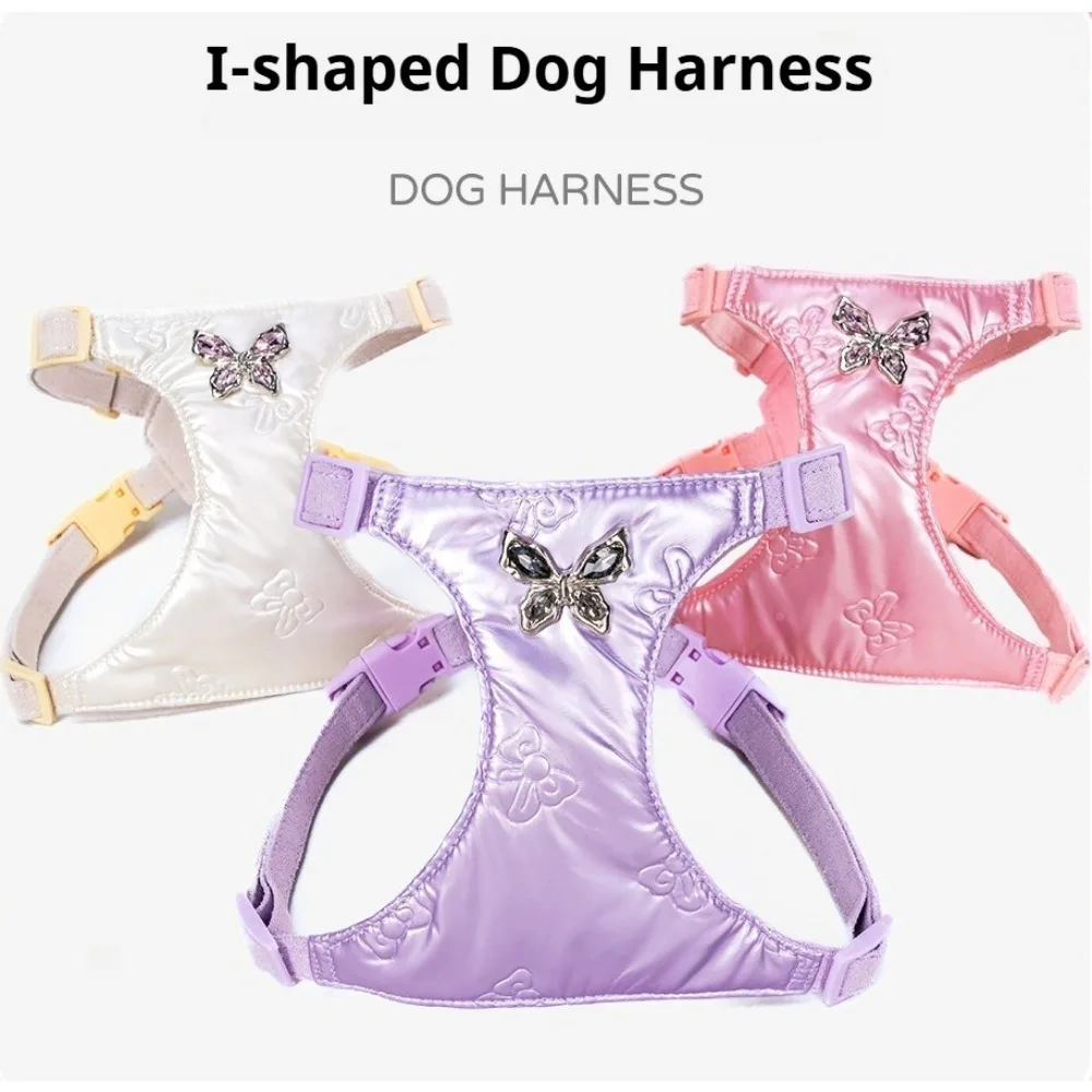 

Flash Diamond Dog Vest Harnesses Walking Supplies Leash Anti-break Free Small Dog Lightweight Waterproof Pet Harnesses Strap