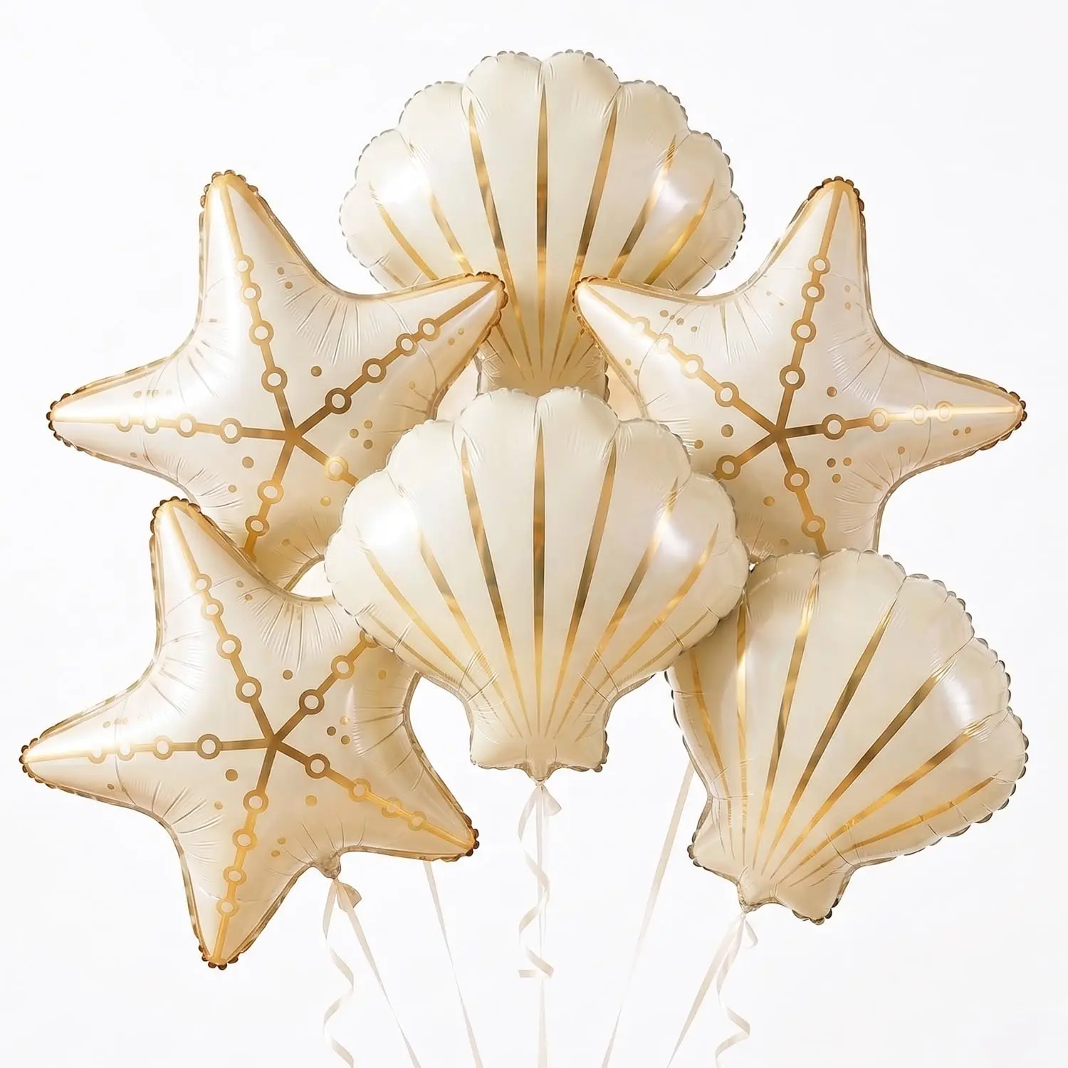 1Set Starfish Seashell Shaped Foil Balloons Ocean Underwater World Decor for Mermaid Birthday Baby Shower Beach Themed Party