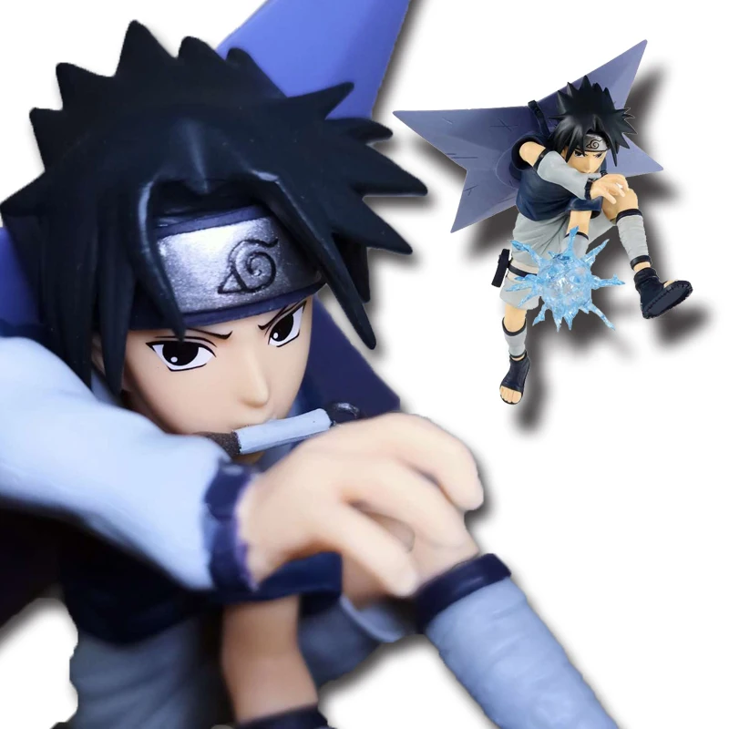 Figura de Anime Naruto de 20cm, versión de combate infantil, Uchiha Sasuke Naruto Uzumaki, figura de acción, colección de PVC, modelo de juguete, regalo para niños