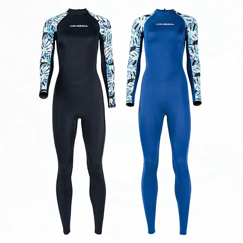 Women Long Sleeve One-piece Swimsuit Diving Skin UV Protection Swimwear Front Zipper Surf Swim Full Body Suit Rash Guard