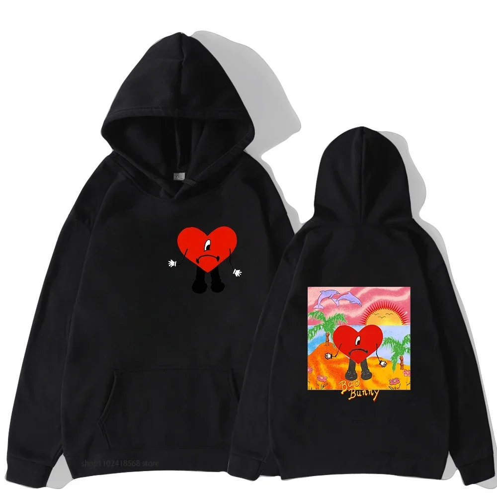 سيئة الأرنب هوديس الشارع الشهير للجنسين Un Verano Sin Ti البلوز الرجال أزياء ربيع الخريف الشتاء الملابس إلكتروني طباعة سوداديراس #1