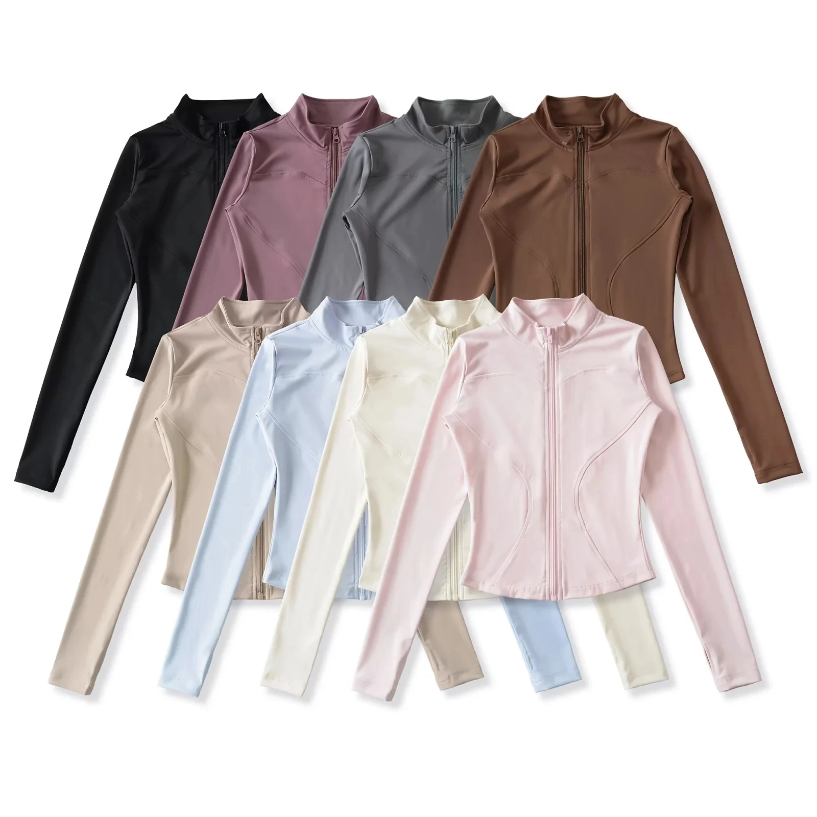 아메리칸 레트로 스파이시 걸 지퍼 롱 슬리브 요가 재킷 여성용 피트니스 러닝 슬림 웨이스트 스포츠 오픈 가디건 탑