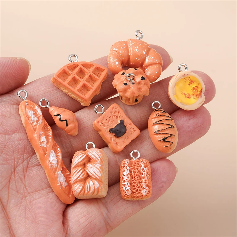 20 Stück niedliche, gemischte Anhänger in Form von Lebensmitteln und Brot aus Harz zum Basteln von Halsketten, Ohrringen, Armbändern, für DIY-Handarbeiten und als Schmuckzubehör. – Detail 12
