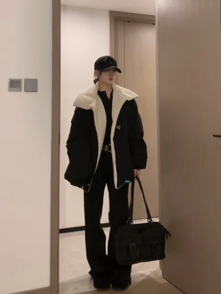 

Loose Fit High Waist Bla Bell Bot Jeans Women's Autumn Winter Wide Leg Pants Draped Effect Slimming Jeans by Xiangbaiwei