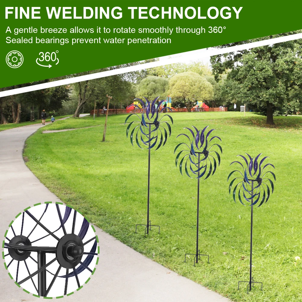 

Rainbow Color Windmill Double-Layer Public Craft Windmill Wear Resist Windmill Ornament for Yard Decoration Accessories Tool