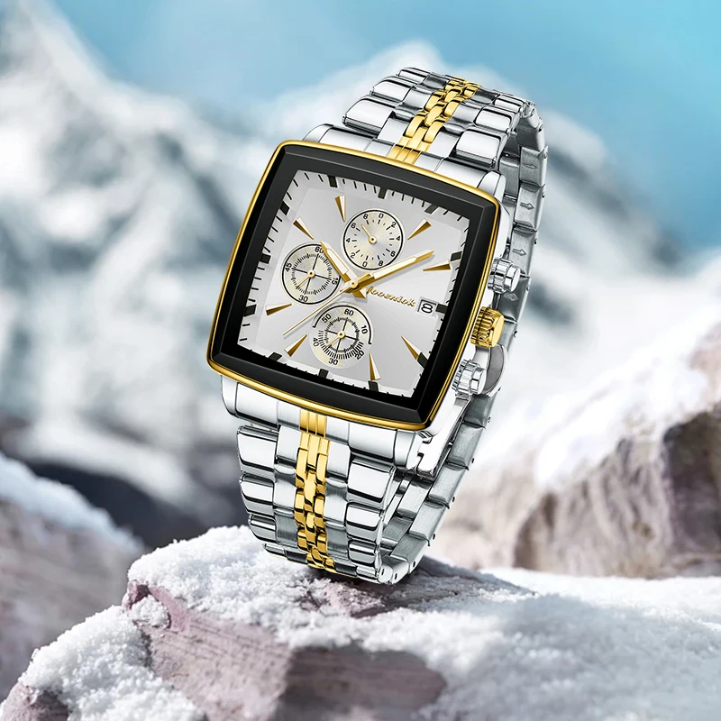 

2025 Роскошные квадратные спортивные мужские наручные часы 5 м водостойкий светящийся хронограф кварцевые мужские часы из нержавеющей стали мужские часы Reloj