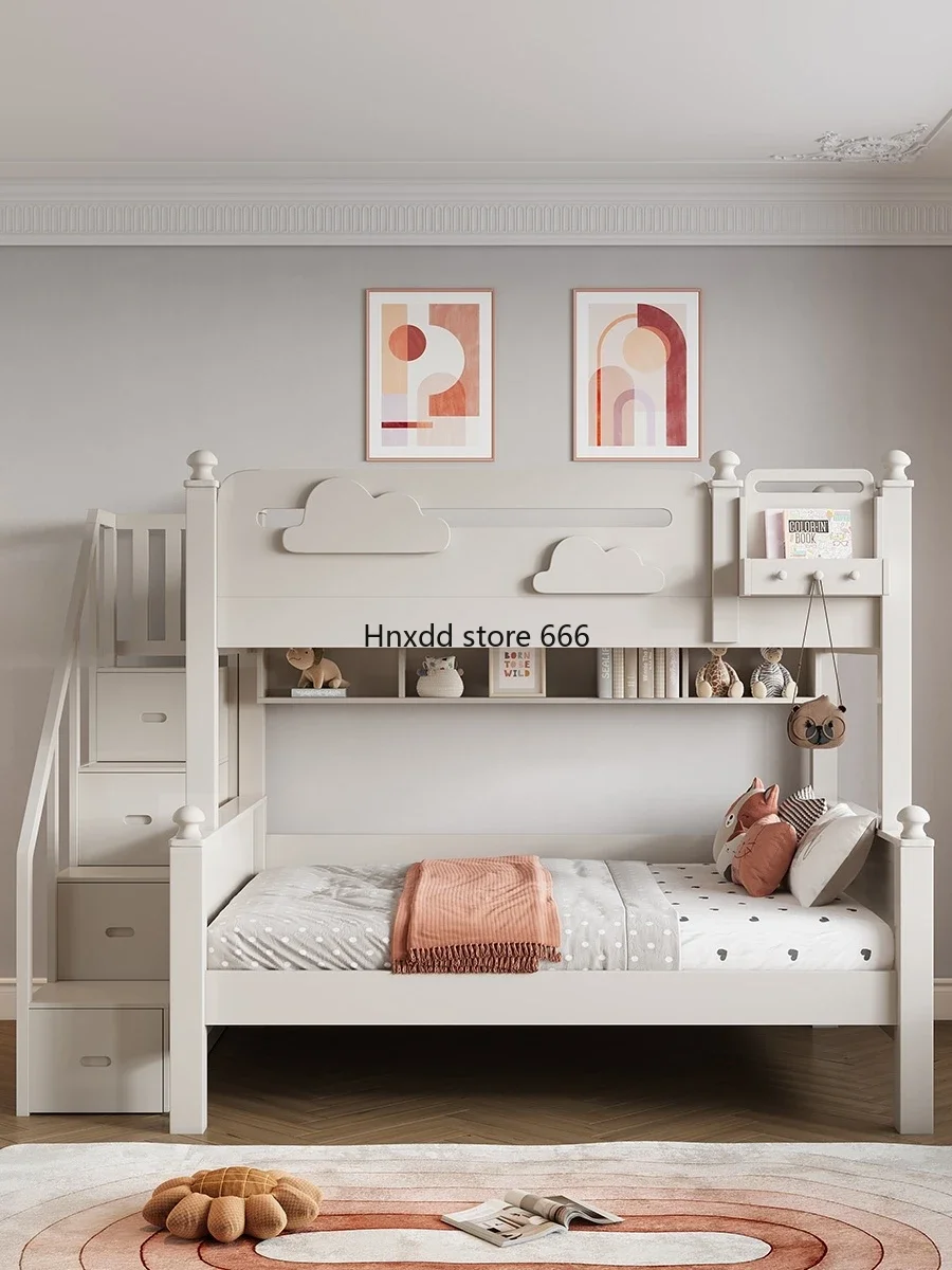 All solid wood upper and lower double-layer high and low mother and child beds