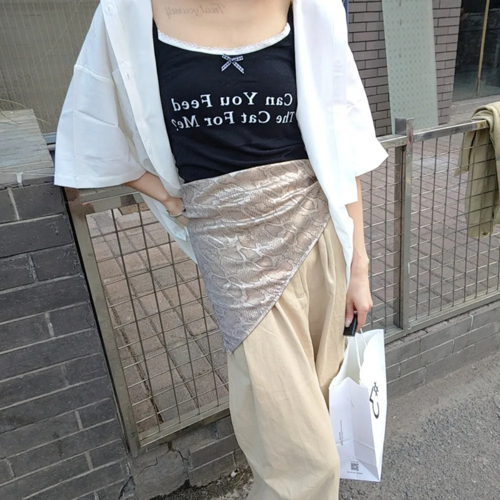 موضة Y2K ثعبان طباعة وشاح الشعر لينة مربع اعوج رباط شعر الهيب هوب عمامة ثعبان باندانا الشارع الشهير