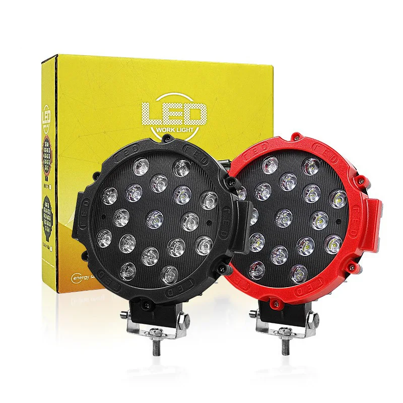 Durable Black and Red Shell LED Work Light for Heavy-Duty Equipment