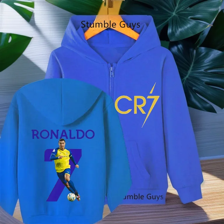 Ronaldo Messi CR7 Sweatshirts for Baby Football Star Kids Clothes Boys Zipper Hoodie Children Top Children's Boy's Clothing