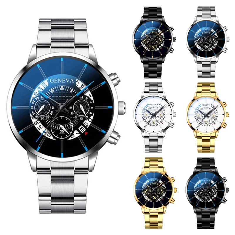 패션 남성 비즈니스 시계 럭셔리 대형 다이얼 캘린더 시계 남성용 쿼츠 손목시계 남성 시계