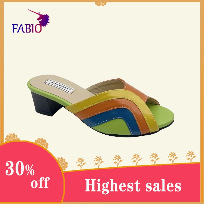 Italian fashion commuter design women's shoes non-slip, comfortable multi-color splicing outdoor party women's slippers