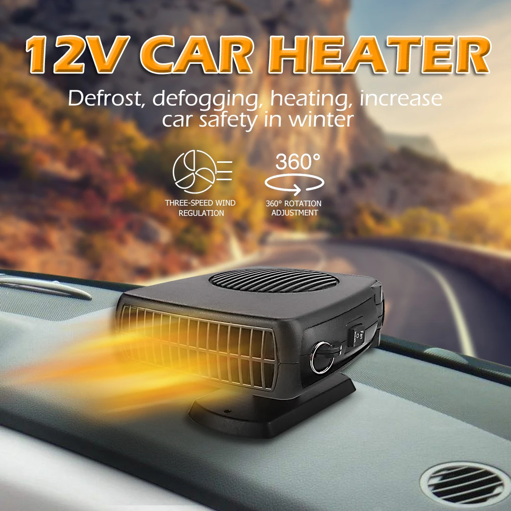 Portable Car Heater Fan 12V Auto Windshield Defogging Demister Defroster Anti-Fog Warm Air Blower Fan Heater Hot&Cold Dual Mode