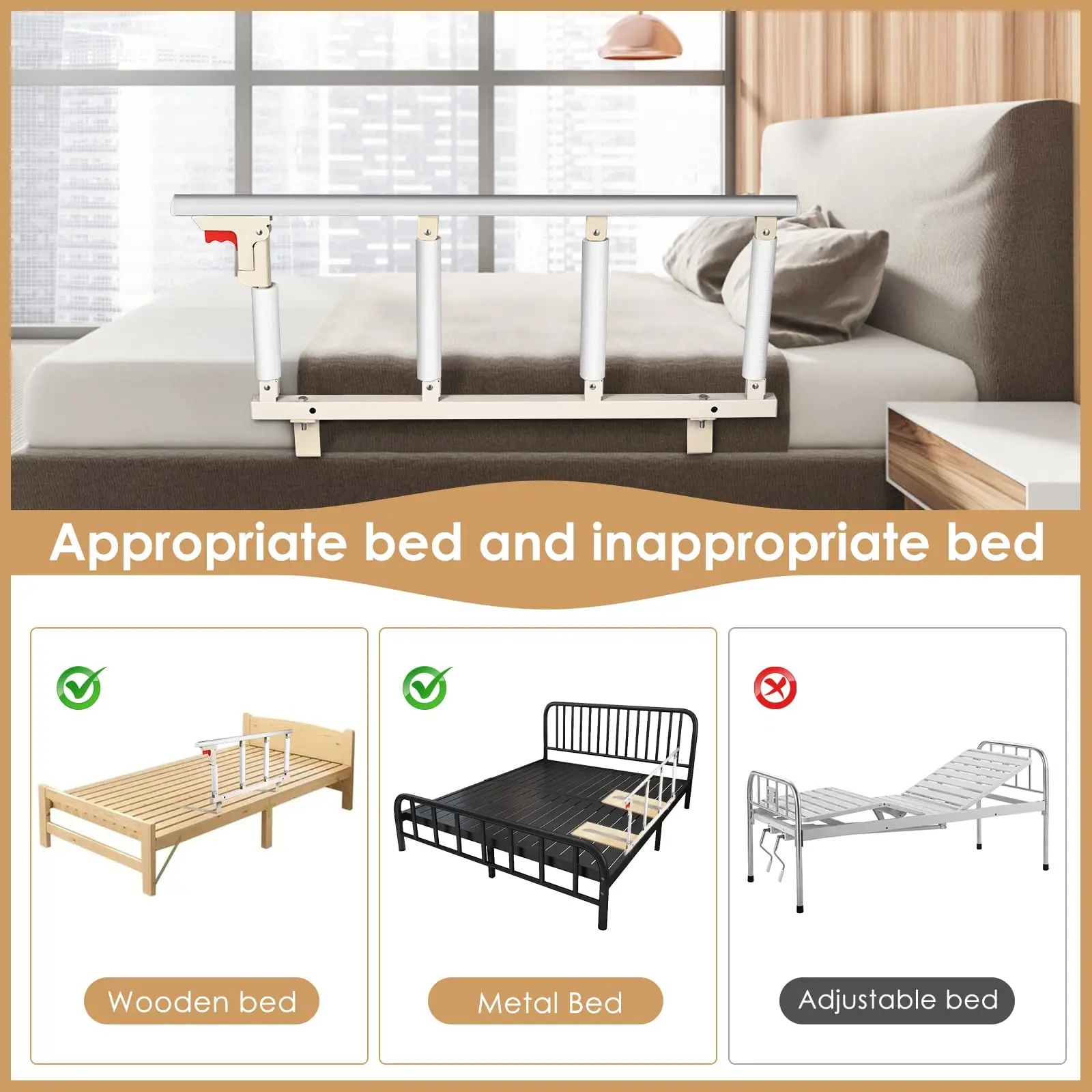 Bed Rails For Elderly Adults Folding Medical Bed Safety Assist Rail Handle For Seniors Bed Side Guard To Prevent Falling Out Bed