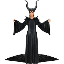 Witch Cosplay Costume Maleficen 2 Mistress of Evil Queen Fancy Dress Hat Black Angelina Jolie Halloween Party Outfit For Women