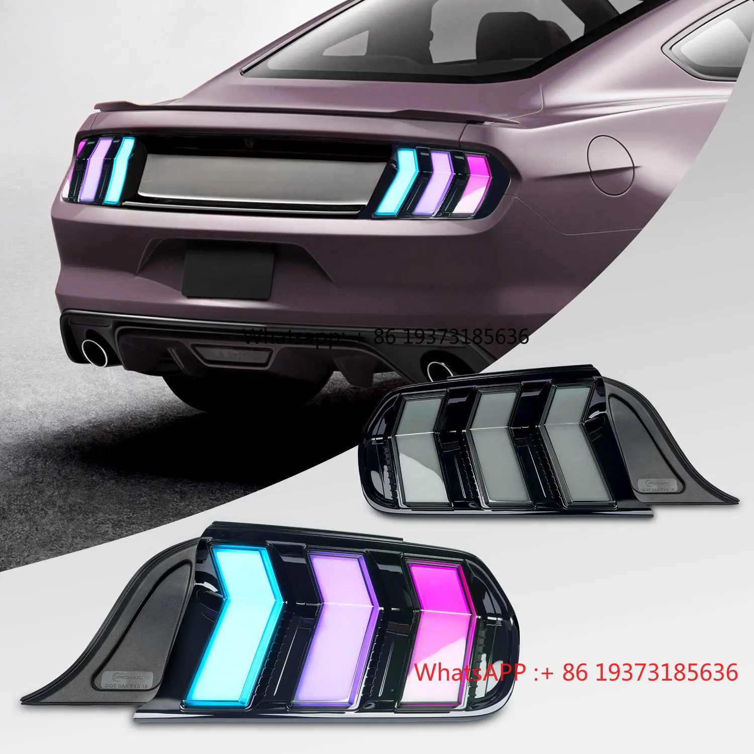 

Archaic LED Rear Lamp Plug and Play Start Animation Sequential 6TH Tail Light for Ford Mustang S550 2015-2023 RGB Tail Lights