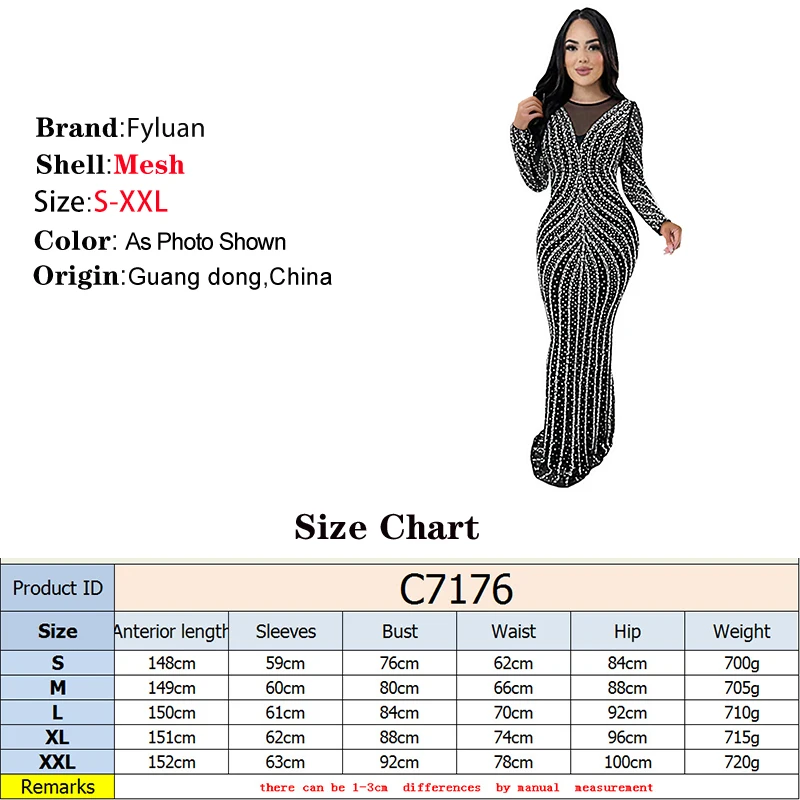 New Solid Color Women Long Sleeve Floor Length Dress Sheer Mesh Hot Rhinestones O Neck Long Dresses For Women Wedding Party Gown