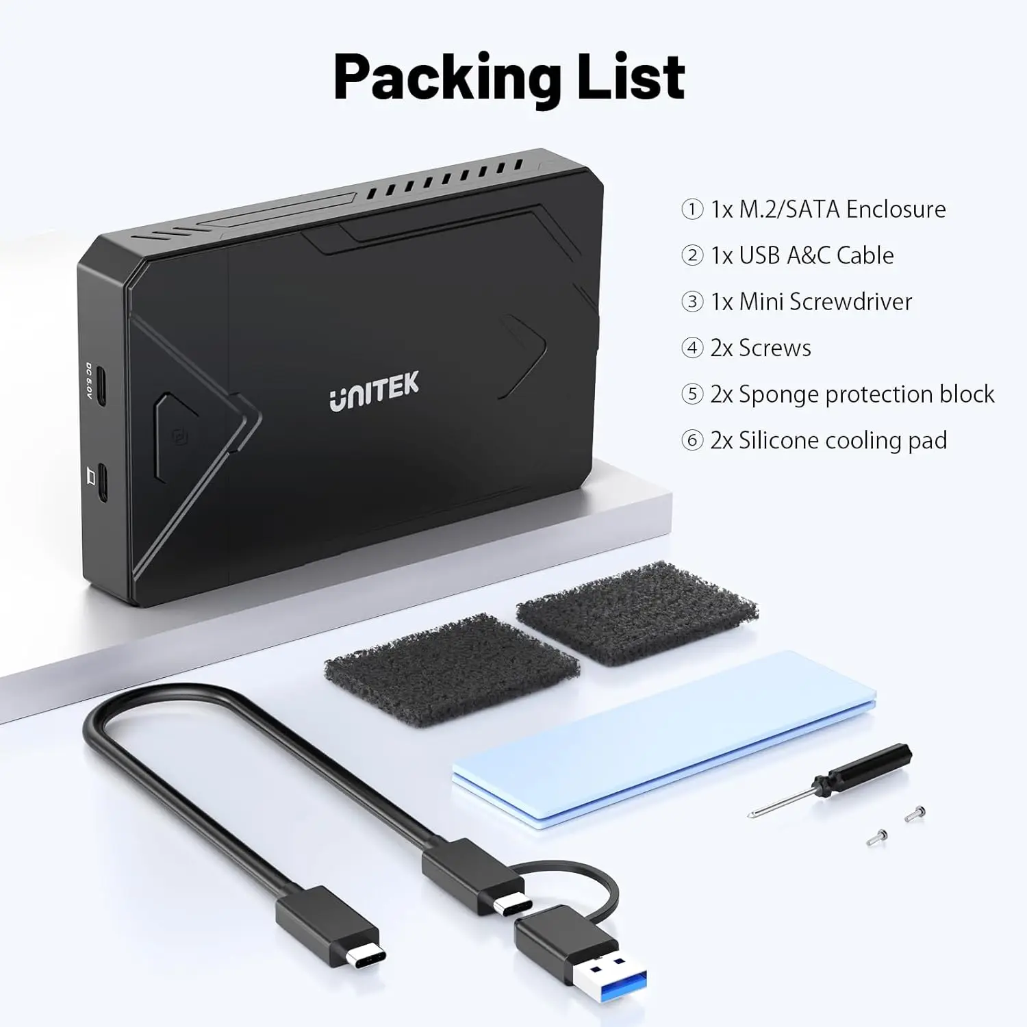 Imagem -06 - Nvme Gabinete Ssd Sata para Usb c 3.2 10gbps Adaptador de Disco Rígido Uasp 2.5 Disco Ssd Case M.2 Case Caixa de Unidade Externa Unitek-m2