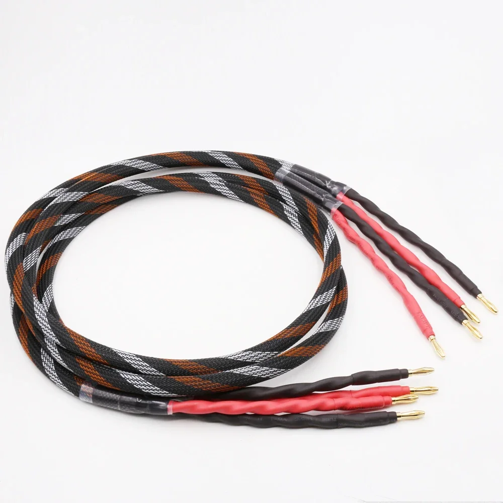 

Pair hifi speaker wire audio cable 4N oxygen-free copper banana Y plug speaker cable